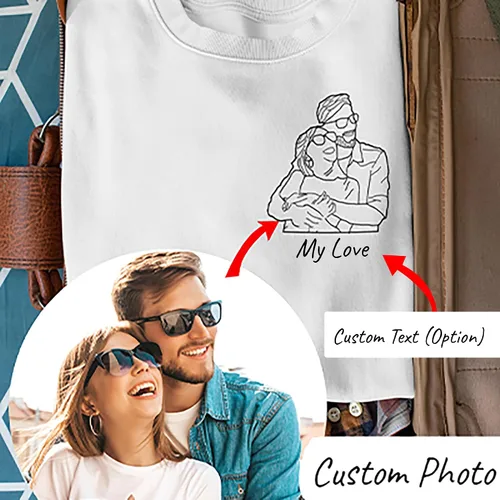 Miniatura 2 de Sudaderas con capucha personalizadas diseñan el tuyo propio, retrato de camisa de la foto, regalos personalizados para el día de San Valentín