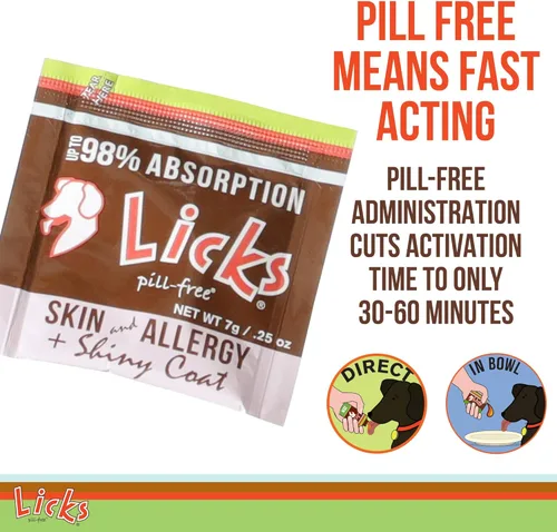 Miniatura 7 de Licks - Alivio de la alergia y la piel del perro sin píldoras, Omega 3, vitaminas y suplementos para aliviar la picazón, suplemento de cúrcuma