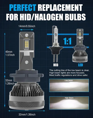 Miniatura 7 de Bombillas LED D2H de 110 W, 30000 lm, súper brillantes, 12 V, 6500 K, ventilador integrado blanco frío y tubo de cobre térmicamente conductor