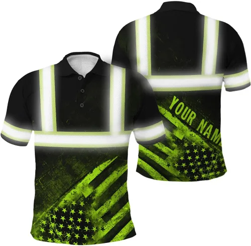 Miniatura 19 de Polo reflectante con bandera de camuflaje de alta visibilidad para hombres y mujeres, polo de seguridad para trabajo, patriótico Polo 03