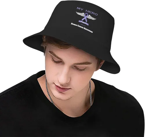 Miniatura 6 de My Hero is Now My Angel Stomac Cancer Awareness Bucket Hats Double-Woven for WomenMen Adult Fisherman's Hat Sun Cap Packable Outdoor Fisherman Hat