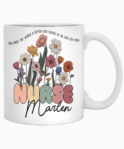 Custom Name Marlen 11oz White Mug Nurse Mug, Personalized Nurse Coffee Mug, Custom Rn Gifts, Nurse Gifts, Lpn Cup Healthcare Gifts, Student Nurse