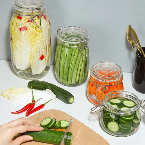 Miniatura 4 de ComSaf Tarros herméticos de vidrio con tapas de 17 onzas, recipientes pequeños para almacenamiento de alimentos, juego de 6 recipientes herméticos