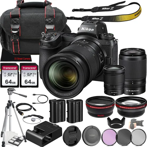 Nikon Cámara sin espejo Z6 II con lente NIKKOR Z 0.945-2.756 in f/4 S + NIKKOR Z DX 1.969-9.843 in f/4.5-6.3 VR lente + memoria de 128 GB + estuche