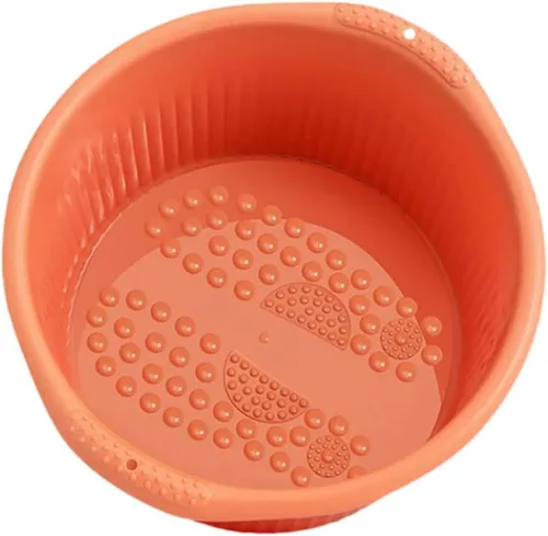 Healifty Bañera de baño para remojar los pies: pedicura bañera de hidromasaje de pies barril cubo de remojo con cuentas para naranja