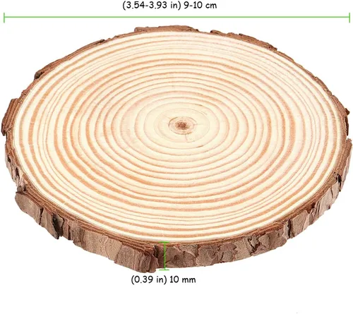 Miniatura 2 de 100 piezas de rebanadas de madera natural de 3.5 a 4 pulgadas, rebanadas de madera sin terminar de 0.4 pulgadas de grosor, posavasos de madera