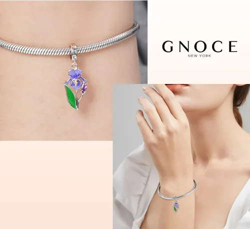 Miniatura 5 de GNOCE Dijes de girasol de plata de ley 925 con diseño de flor de iris púrpura para pulserascollar, regalo de joyería para mujeres, niñas, esposa
