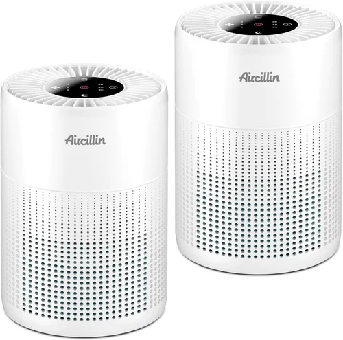 Aircillin Paquete de 2 purificadores de aire para dormitorio H13 True HEPA purificador con filtro de aire, eliminador de olores, elimina humo,
