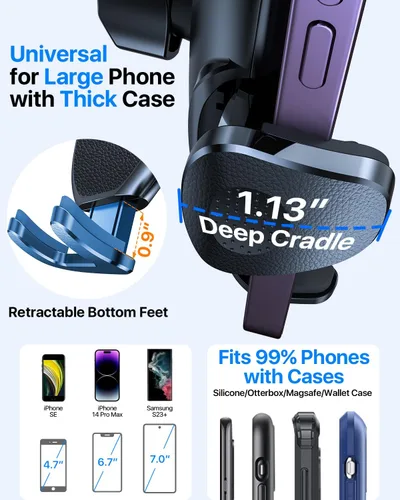 Miniatura 2 de YRU Soporte universal mejorado para teléfono para automóvil, giratorio en 360°, fuerte succión, soporte de ventilación para iPhone 17 16 Pro Max