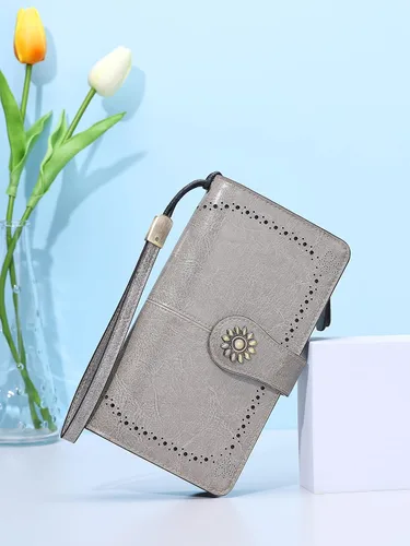 Miniatura 2 de Lavemi - Cartera de piel con bloqueo RFID para mujer, de gran capacidad, para llevarla a la muñeca