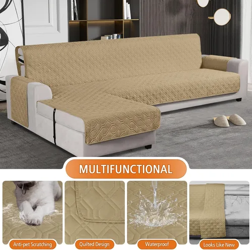 Miniatura 4 de VANSOFY Fundas de Sofá Seccional Mejoradas 100% Impermeables en Forma de L Funda Reversible para Chaise Lounge Funda Protectora de Sofá Seccional