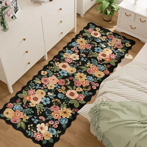 Miniatura 47 de DUKINO Alfombra de área de 6 x 9 pies, alfombra floral para sala de estar, ligera, antideslizante, lavable, alfombra de interior de pelo bajo