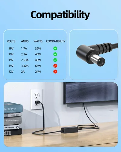 Miniatura 5 de Superer Fuente de adaptador de cable de alimentación compatible con monitor LED LG 24MK600M-B 24MP47HQ-P 24MP48HQ-P 24MP56HQ-P 24MP57HQ-P 24MP58VQ-P