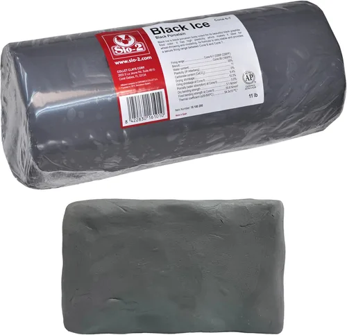 SIO-2 Black Ice - Arcilla de porcelana de alto fuego, 11 libras (cono 5-6), arcilla de cerámica natural para modelado de ruedas y construcción