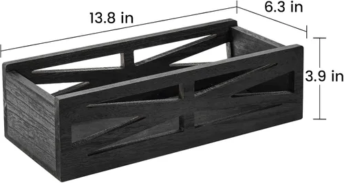 Miniatura 5 de Caja de decoración de baño de madera, soporte rústico para tanque de inodoro, organizador de papel higiénico de granja, caja de almacenamiento Negro