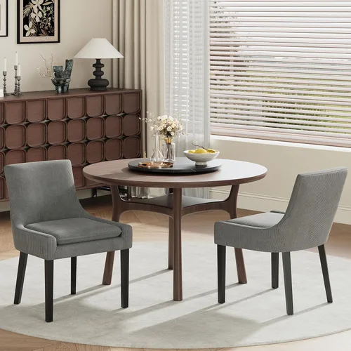 Miniatura 40 de MALOL Juego de 2 sillas de comedor tapizadas en corduroy con patas de madera, sillas de cocina laterales acolchadas de respaldo medio para comedor