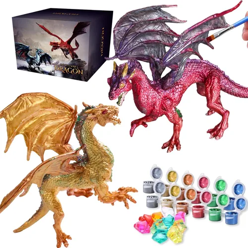 Miniatura 8 de SOLDAY Kits de Pintura de Juguetes de Dragón para Niños Artes y Manualidades Edades 3 6 5 7 9 12 Niños Niñas para Pintar Tus Propias Figuras 3 Dragón