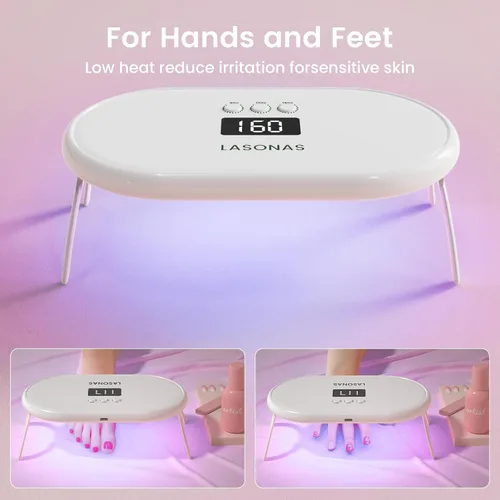 Miniatura 6 de LASONAS Lámpara de uñas LED UV para esmalte de gel de 24 W, luz UV, 3 ajustes de temporizador, secado rápido, mini lámpara de curado portátil