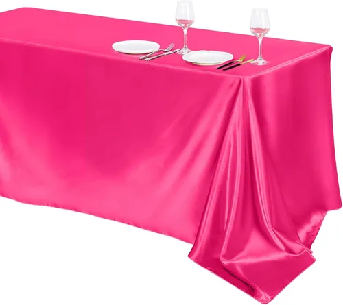 Miniatura 22 de TURSTIN Paquete de 4 manteles de satén negro de 102 x 58 pulgadas, mantel rectangular de seda brillante, tela suave, decoración de mesa para bodas