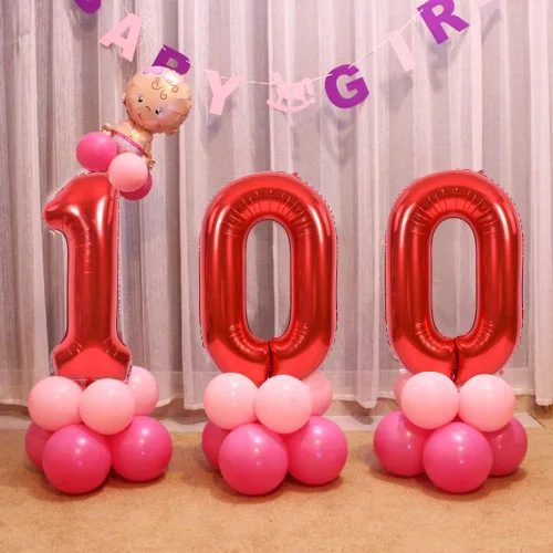 Miniatura 5 de TONIFUL Globos rojos de números grandes de 40 pulgadas del 0 al 9, número 0 digital 0 de papel de aluminio de helio, globos de número grande