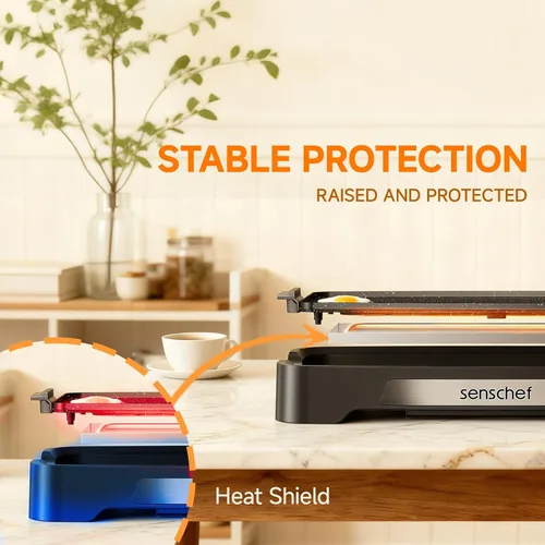 Miniatura 7 de Cleansnap Everyday - Parrilla eléctrica antiadherente de 20 pulgadas con escudo plegable antisuciedad, calentamiento rápido de 1700 W, revestimiento