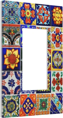 Azulejos tradicionales de Talavera mexicanos españoles marroquíes individuales Rocker/Decora Light Switch Plate Decorativo 1 Gang Outlet Cover Placa