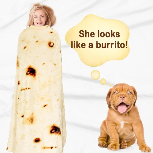 Miniatura 2 de Bnuitland Manta de tortilla de burritos, 300GSM de doble cara gigante divertida manta de regalo para niños/mascotas y adultos, manta realista súper