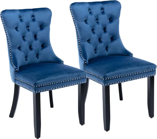 Miniatura 37 de Silla de comedor copetuda moderna de terciopelo para comedor, sillas de comedor tapizadas con remache de clavo, anillo trasero para cocina, comedor