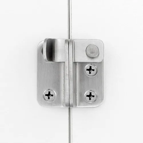 Miniatura 4 de INIRET Paquete de 2 pestillos abatibles, 1.81 x 1.77 pulgadas, acero inoxidable de níquel cepillado grueso, resistente, cerrojo para puerta