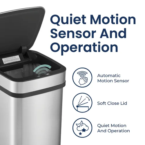 Miniatura 3 de Ninestars Bote de basura inteligente para cocina con neutralización de olores de 13 galones, basurero automático con sensor de movimiento y control