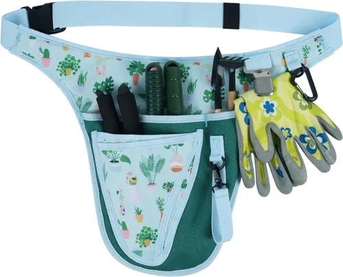 Miniatura 13 de KUNN Cinturón de Herramientas de Jardín, Cinturón de Herramientas Duradero Ajustable con Riñonera con 4 Bolsillos para Mujeres Hombres Jardineros