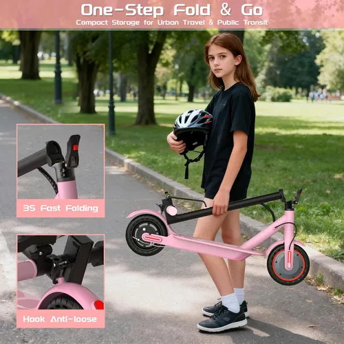 Miniatura 8 de MAXSHOT Electric Scooter Adults & Big Kids, Top Speed 9/16/19MPH, 10/12/16/19Miles Range, 6.5"/8.5" Tires Folding Escooter, APP Control Rosa