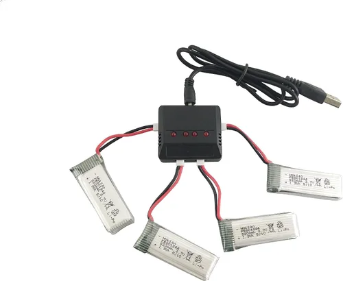 sea jump 4 unids 3.7 V 520 mAh batería de litio con 4 en 1 cargador para Hubsan X4 Plus H107P helicóptero control remoto aviones batería de litio