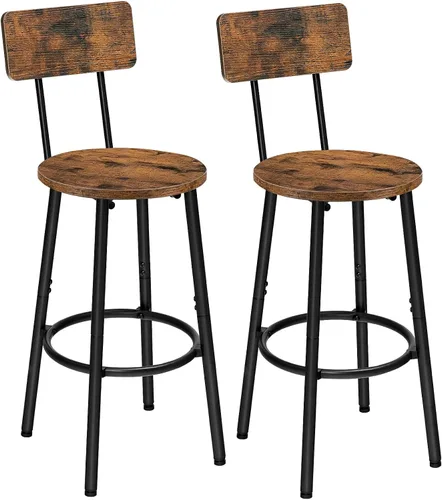 Miniatura 10 de HOOBRO Taburetes de bar, juego de 2 taburetes de bar redondos con respaldo, sillas de bar de 25.2 pulgadas para isla de cocina, comedor, taburetes