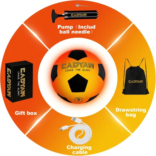 Miniatura 6 de Glow in The Dark Soccer Ball, Rechargeable Light up Soccer Toys, Birthday Gift for Boys and Girls 8-12, Cool Toys for Kids Outdoor Night Activity