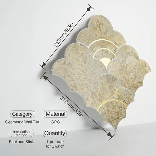 Miniatura 2 de COLAMO 10 piezas de lujo para despegar y pegar, azulejos adhesivos inteligentes de metal dorado mezcla de piedra sintética, pegar en chorro de agua