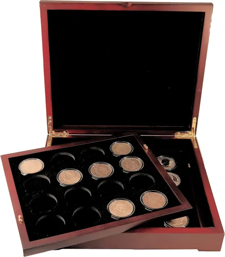 Miniatura 3 de Caja de exhibición de monedas de dos bandejas para cápsulas, certificadas, estilo losa o monedas de desafío, sin bandejas