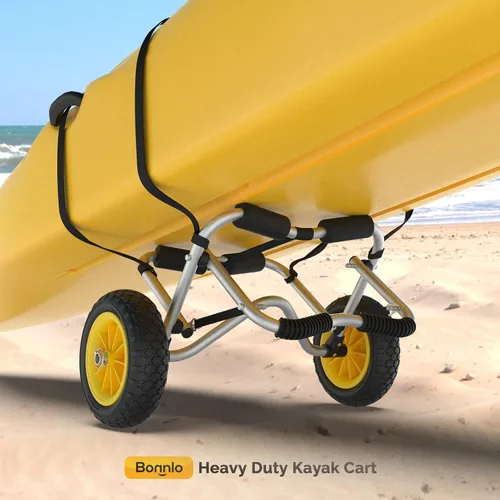 Miniatura 4 de Bonnlo Carrito de kayak Dolly Kayak Wheels Carrito de canoa desmontable con neumáticos sólidos y carrito de kayak con soporte