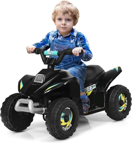 HOMGX - Cuatrimoto para niños, mini cuádruple eléctrico con ruedas antideslizantes, 4 ruedas alimentadas por batería de 6 V para niños con 2
