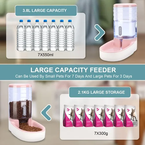 Miniatura 2 de Meikuler Conjunto de Alimentador Automático para Perros y Gatos y Dispensador de Agua, Bebedero y Alimentador de Comida por Gravedad para Perros