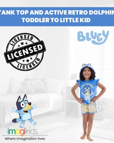 Miniatura 2 de Bluey Bingo Girls Cosplay Tank Top and Active Retro Dolphin French Terry Shorts Toddler to Little Kid