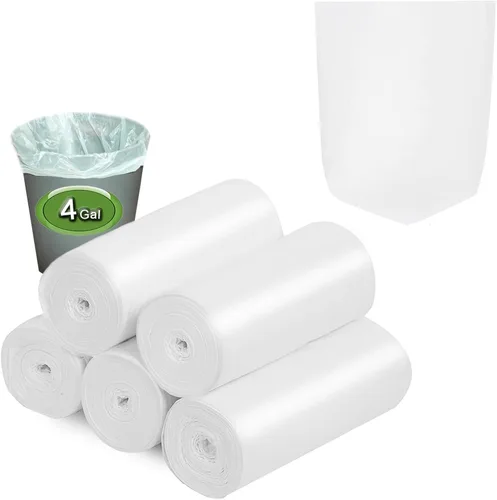 Inwaysin - Bolsas de basura pequeñas, bolsas de basura pequeñas de 4 a 6 galones biodegradables para latas gruesas, tamaño expandido, color blanco,
