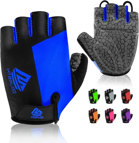 HTZPLOO Guantes de bicicleta para hombres y mujeres con almohadilla antideslizante que absorbe los golpes, guantes de ciclismo ligeros de medio dedo
