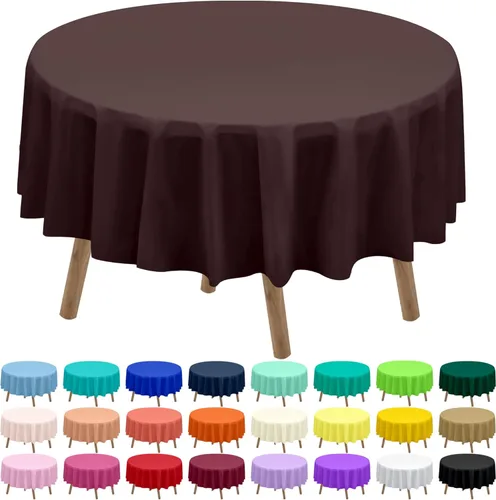 Miniatura 28 de Paquete de 2 manteles de plástico desechables de 84 pulgadas de color azul aguamarina, manteles circulares para baby shower, baby shower, PEVA, azul