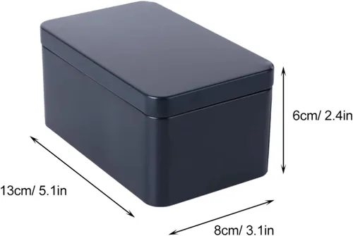 Miniatura 3 de DOITOOL Caja rectangular de almacenamiento de té de hojalata de 5.11 x 3.14 x 2.55 pulgadas, contenedor portátil de metal pequeño para hojas de té