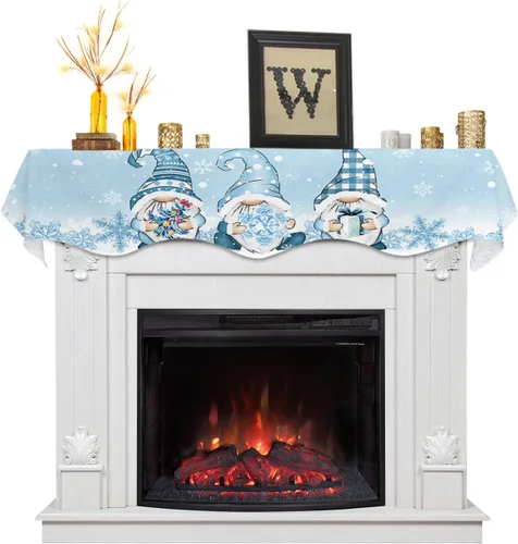 Miniatura 7 de Bufanda para Repisa de Chimenea de Navidad de 60 x 17 Pulgadas, Muñeco de Nieve Rojo Árboles de Navidad Bufanda para Repisa de Chimenea Cubierta