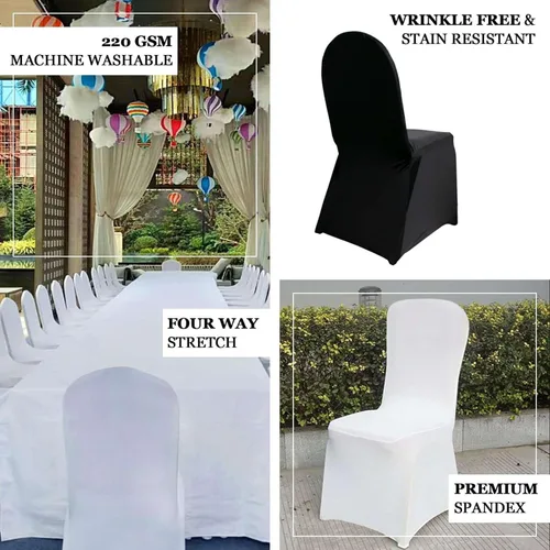 Miniatura 3 de Efavormart - Funda para silla de banquete de elastano negro con bolsillos para pies