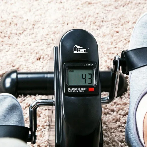 Miniatura 4 de Mini bicicleta de ejercicio, ejercitador de pedal de bicicleta Uten para debajo del escritorio, ejercitador de peddler Negro