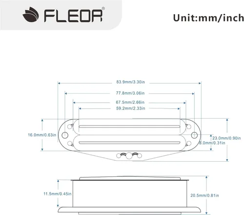 Miniatura 2 de FLEOR Alnico 5 Pastilla Humbucker de Doble Riel Caliente de Tamaño Single-Coil 12-13K, Blanca Blanco