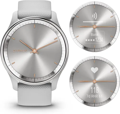 Miniatura 3 de Garmin vivomove Trend - Reloj inteligente híbrido para mujer, 1.575 in, bisel de acero inoxidable plateado con caja gris niebla con paquete